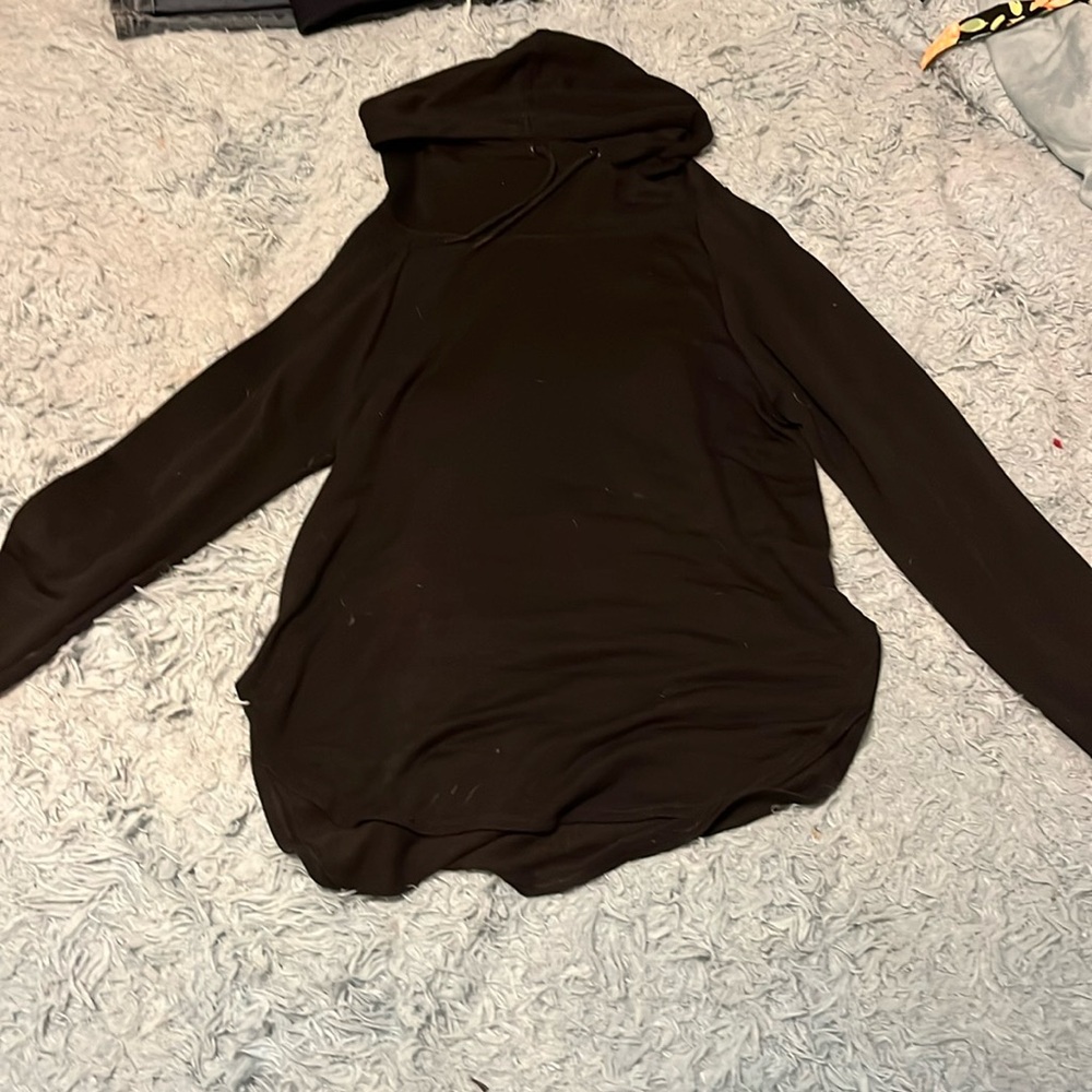 Black long sleeve shirt with hood